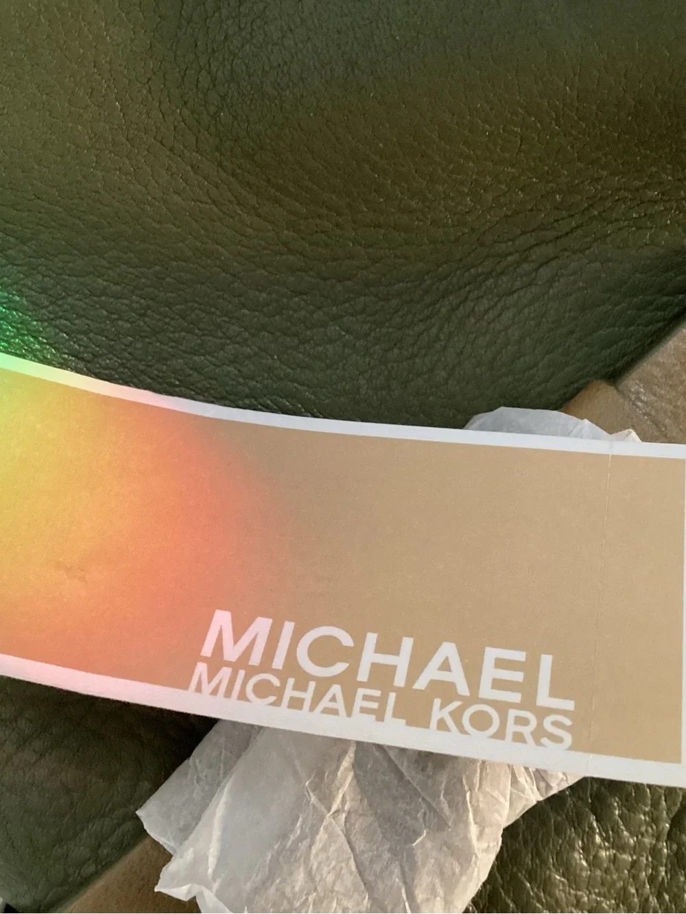 Michael Kors Olive Green Leather Messenger Bag